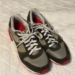 Nike Gray and Red Sneakers with Layered Design